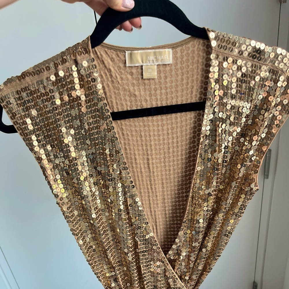 Gorgeous Gold MK Sequin Wrap Dress